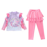 Kid Girl Split Unicorn Mermaid Long-sleeved Swimsuit