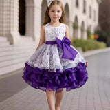 Kid Girl Formal Bow Tie Flower Wedding Evening Dress