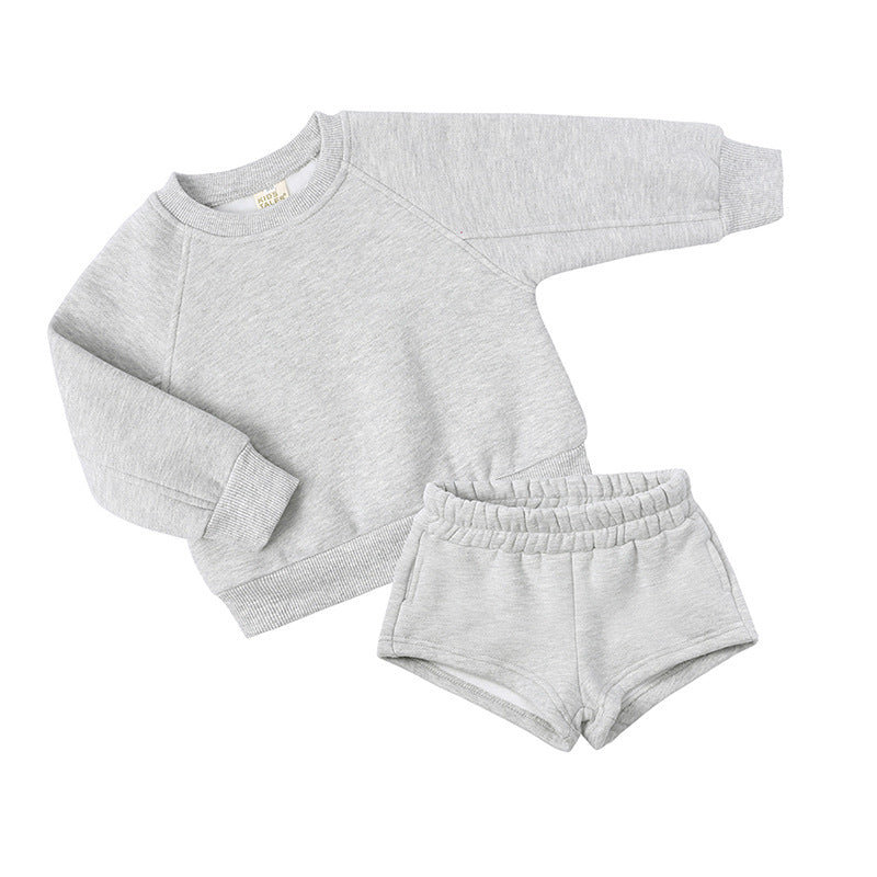 Kid Baby Boy Girl Autumn Winter Suit Short Sports 2 Pcs Sets