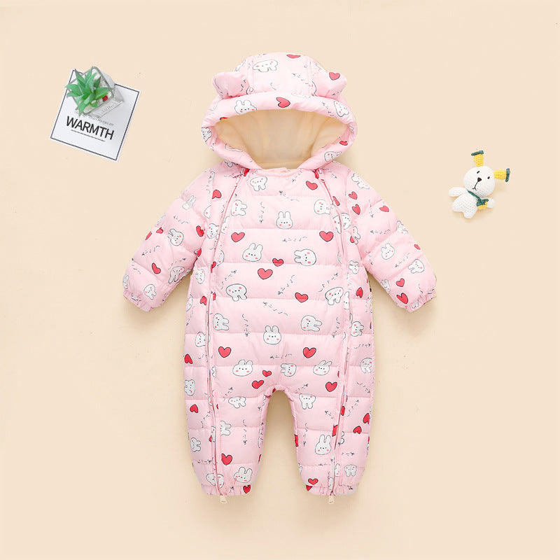 Baby Winter Cotton Climbing  Down Cotton One-piece Plush Rompers