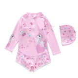 Kid Girl One-piece Cartoon Sun-proof Long-sleeved Swimsuit