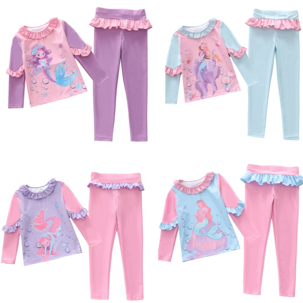 Kid Girl Split Body Conservative Cute Swimsuit