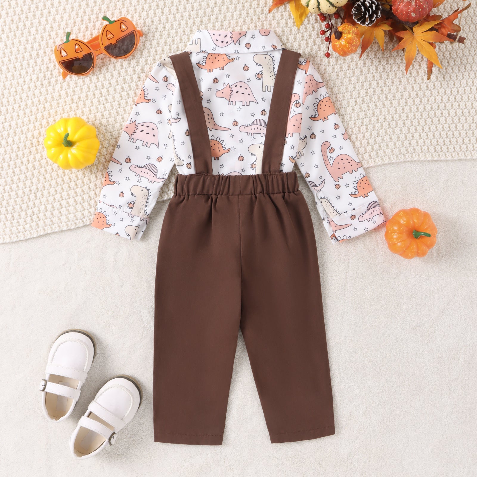 Halloween Kid Baby Boys Long Sleeve Pumpkin Plaid Gentleman 2 Pcs Sets