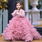 Kid Baby Girls Catwalk Princess Flower Appliqué Cake Dresses