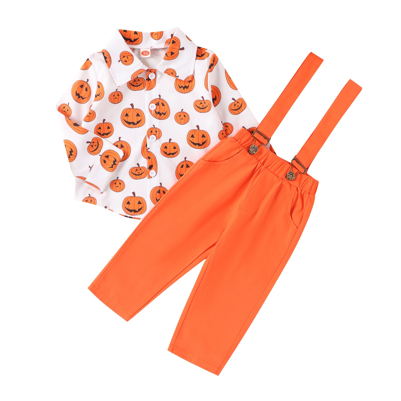 Halloween Kid Baby Boys Long Sleeve Pumpkin Plaid Gentleman 2 Pcs Sets