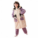 Kid Girls Flannel Thickened Coral Velvet Autumn Winter Pajamas Suits