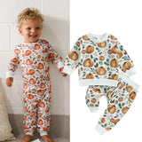 Kid  Baby Boy Crewneck Pumpkin Long Sleeve 2 Pcs Sets