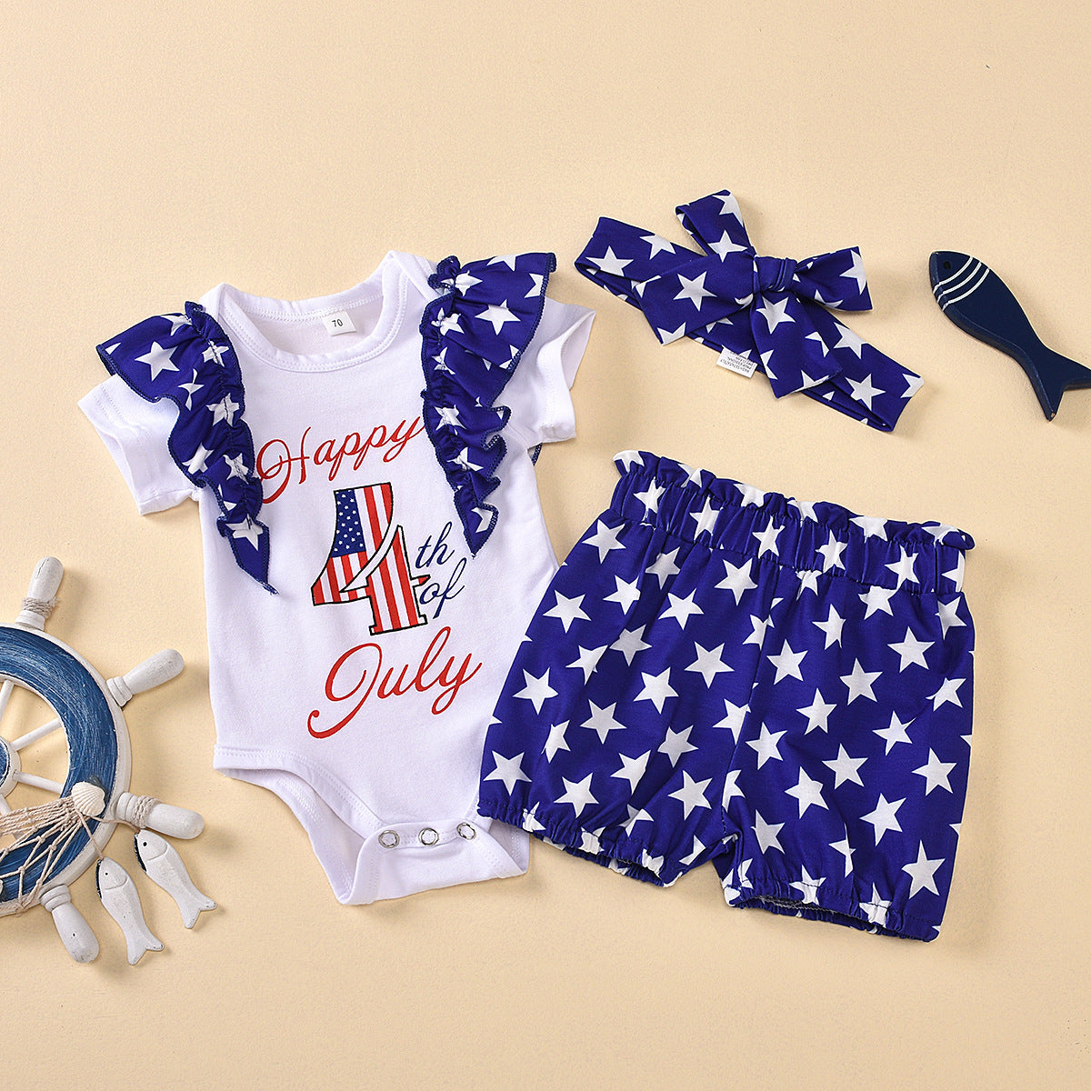 Baby Girl Stars Independence Day Shorts Set