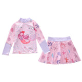 Kid Girl Split Sun Proof Long Sleeved Sports Net Swimsuits