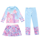 Kid Girl Split Sun Protection Long Sleeved Swimsuit