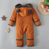 Baby Boys Autumn Winter Zippered Hooded Romper Jumpsuit