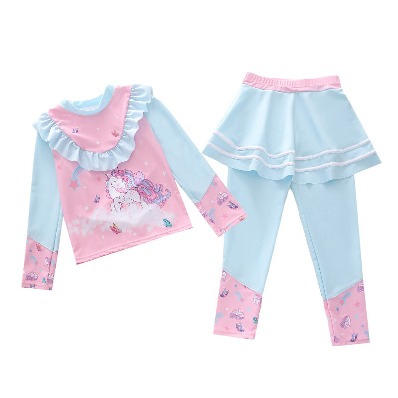 Kid Girl Flying Sleeves One Piece Swimsuit