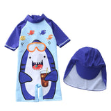 Kid Boy Shark Beach Sunscreen Hooded Swimsuit