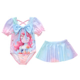 Kid Girl One Piece Long Sleeved Split Trendy Swimsuit