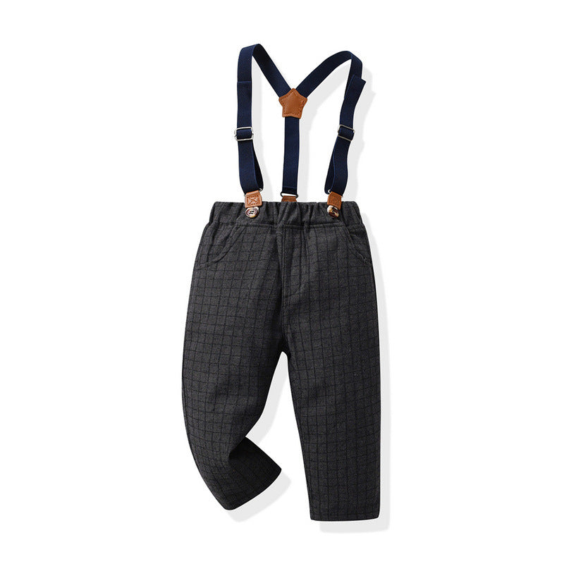 Kid Boy Long-sleeved Cotton Suspenders Korean 3 Pcs Sets