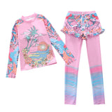 Kid Girl Split Long-sleeved Conservative Sun Protection Swimsuit