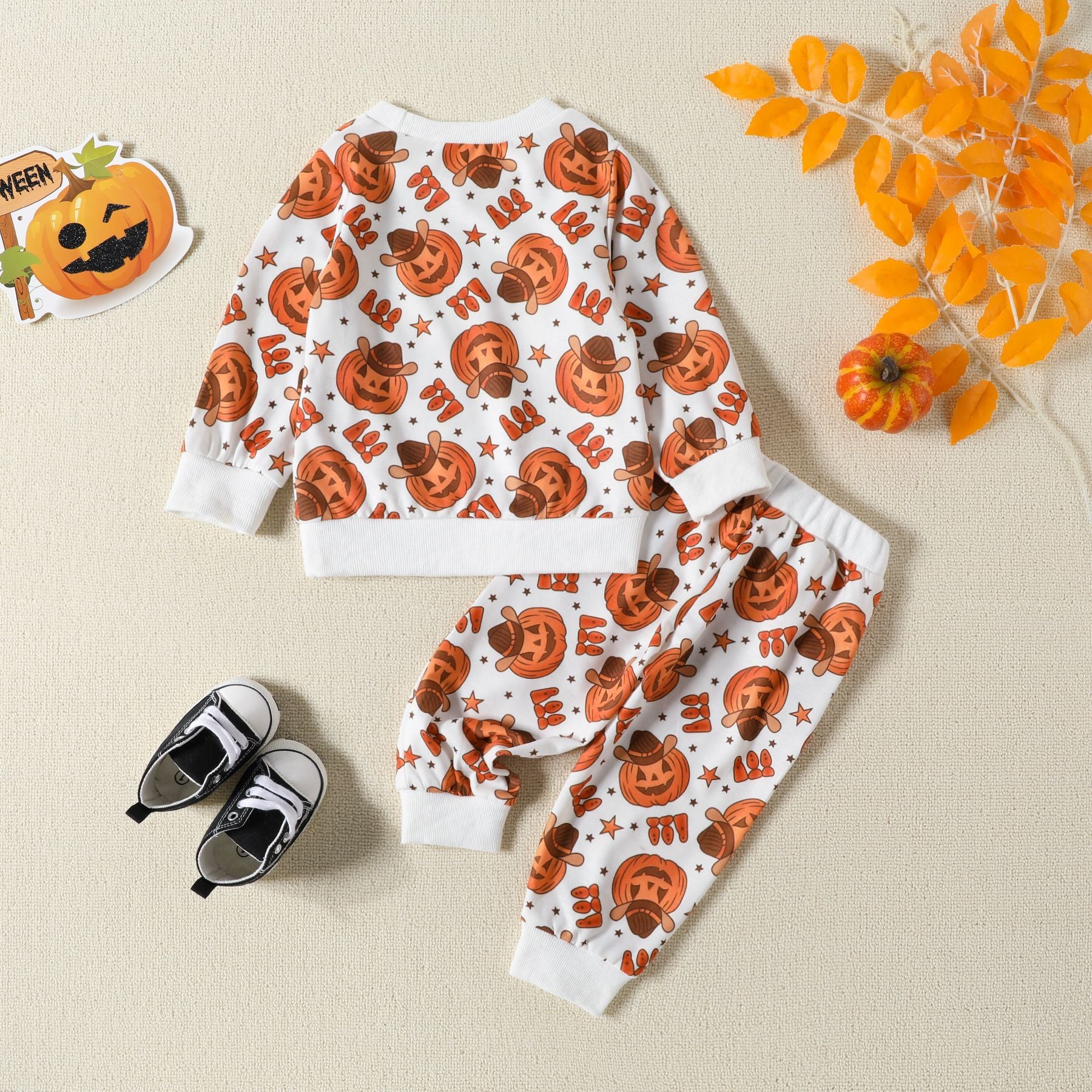 Halloween Kid Baby Boy Pumpkin Print 2 Pcs Set