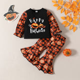 Baby Boy Girl Halloween Printed Bell Bottoms 2 Pcs Set