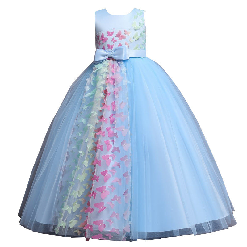 Kid Girl Long Flower  Princess Pengpeng Birthday Party Dresses