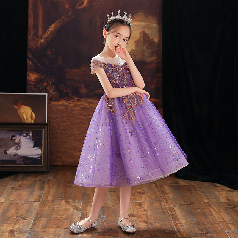 Kid Baby Girl Piano Performance Flower Birthday Dresses