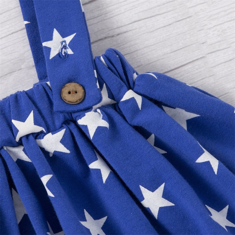 Baby Girl Independence Day Short Sleeve Star Skirt Sets