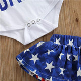 Baby Girls Boys Independence Day Letter Print Sleeveless 3 Pcs Sets