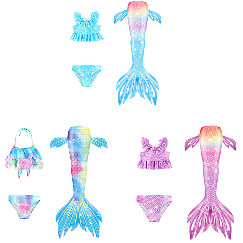 Kid Girls Swimming Mermaid Tail Swimsuits Swimwear