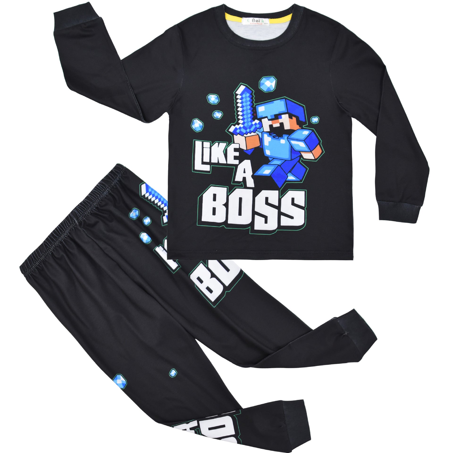 Kid Boy Cuhk Hotcakes Long Sleeve Home Suit Pajamas