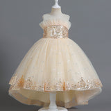 Kid Girl Trailing Sequined Fluffy Flower  Banquet Catwalk Piano Dress