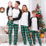 Family Matching Home Suit Christmas Plaid Patchwork Printed Pajamas