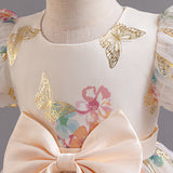 Kid Girl Flower Printed FluffyWedding  Birthday Princess Dress