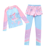 Kid Girl Split Long-sleeved Conservative Sun Protection Swimsuit