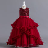 Kid Christmas Girl Princess Sleeveless Glitter Flower Birthday Fluffy Dresses