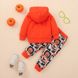 Halloween Kid Baby Boy Pumpkin Smiling Face Printed 2 Pcs Sets