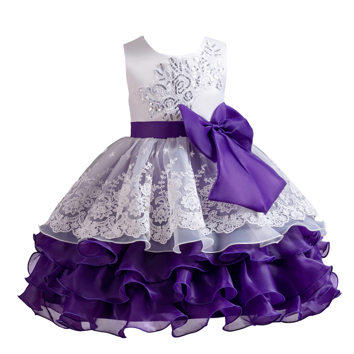 Kid Girl Formal Bow Tie Flower Wedding Evening Dress