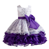 Kid Girl Formal Bow Tie Flower Wedding Evening Dress
