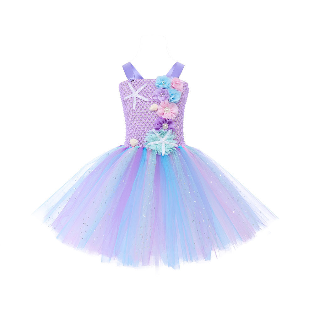 Kid Girl Flower Mermaid Princess Mesh Dresses