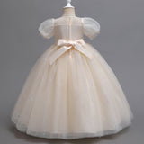 Kid Girls Flower Puffy Wedding Piano Performance Dresses