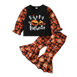 Baby Boy Girl Halloween Printed Bell Bottoms 2 Pcs Set