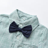 Kid Baby Boy Long-sleeved Bow Tie Cotton Suspenders Gentleman 2 Pcs Sets