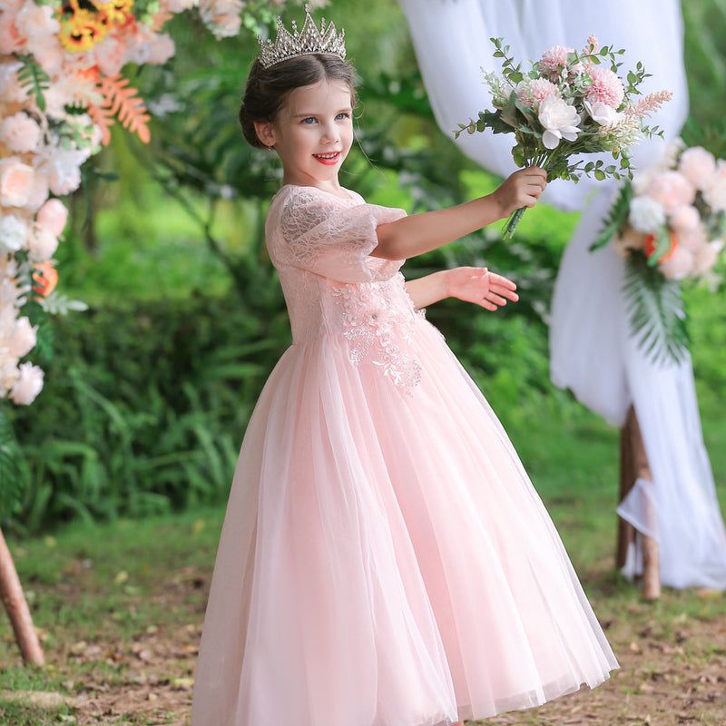 Kid Girl Lace Wedding Fluffy Flower Princess Dresses