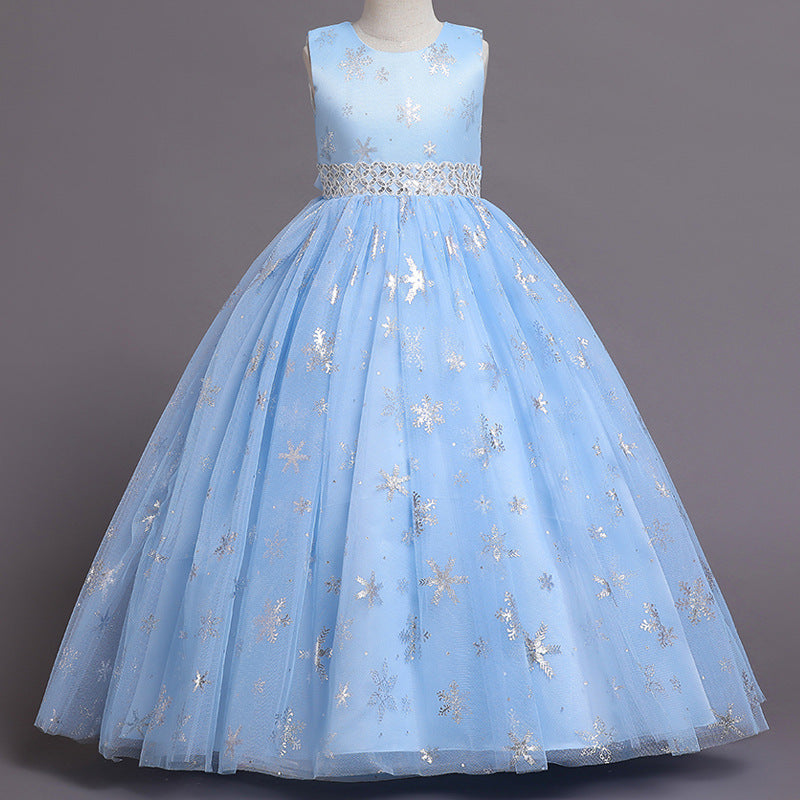 Kid Girl Puffy Tulle Princess Flower Party Piano Performance Dress