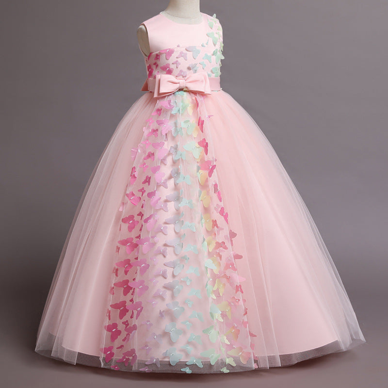 Kid Girl Long Flower  Princess Pengpeng Birthday Party Dresses