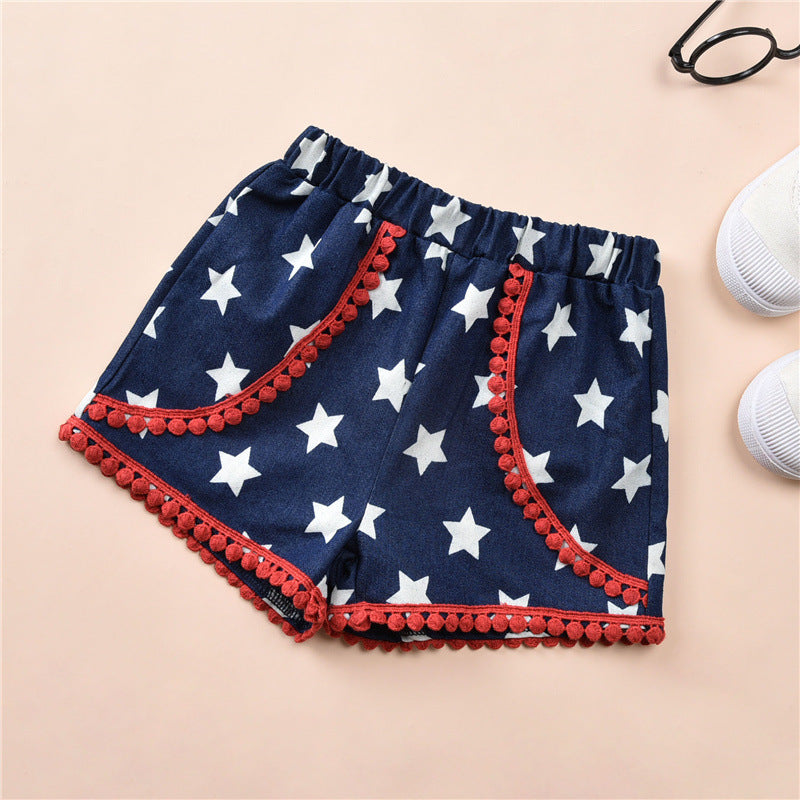 Baby Independence Day Short Sleeve Star Stripe Printing Sets