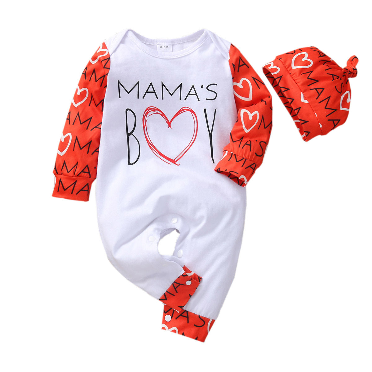 Newborn Baby Boy Full Moon Spring Autumn Letter Printed Rompers