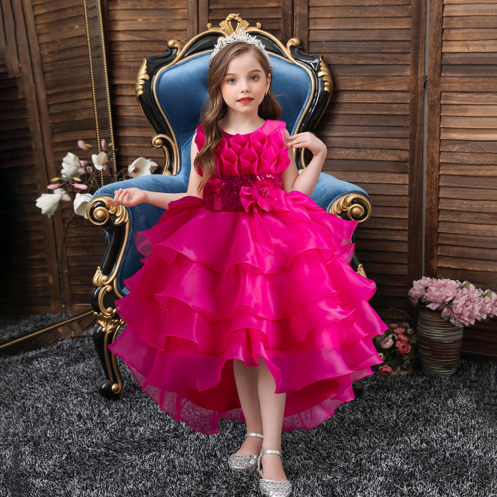 Kid Girls Formal Flower Organza Cake Princess Dresses