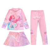 Kid Girl Split Sun Protection Long Sleeved Swimsuit