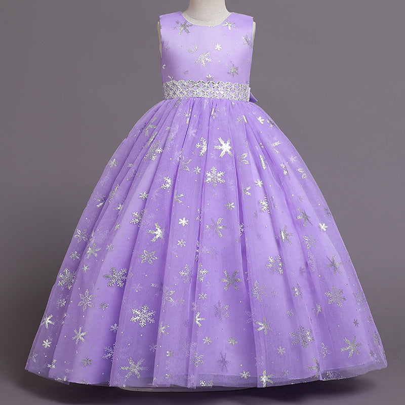 Kid Girl Puffy Tulle Princess Flower Party Piano Performance Dress