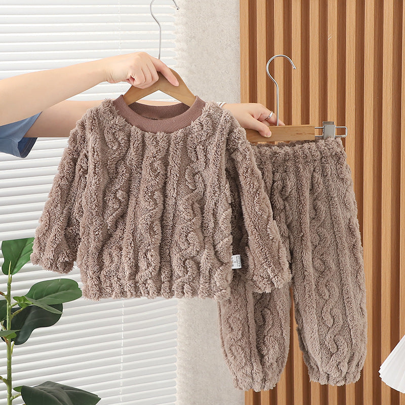 Kid Baby Girls Pajamas Autumn Winter Cotton Plush Home Pajamas