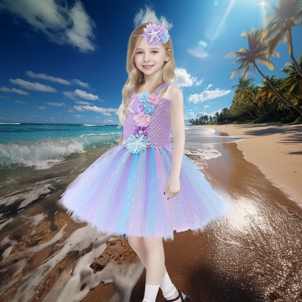 Kid Girl Flower Mermaid Princess Mesh Dresses